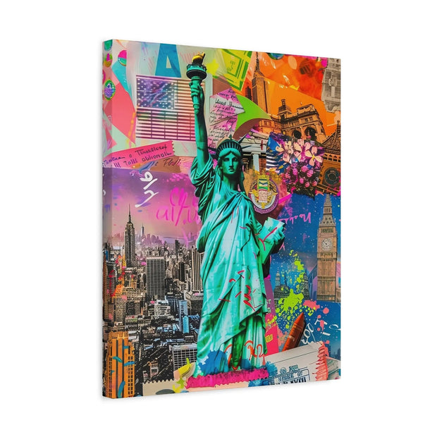 Vibrant New York Collage Matte Canvas – Statue of Liberty Pop Art Printify