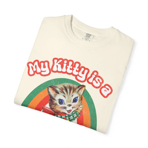 My Kitty Is a Badass Comfort Colors Tee – Retro Cat Lover Graphic Shirt Printify