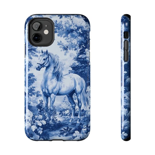 Blue Toile Horse Country Scenic Tough Phone Case LavenderCeleste
