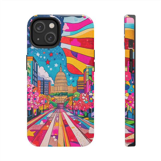 Washington DC Psychedelic Capitol Rainbow Tough Phone Case LavenderCeleste