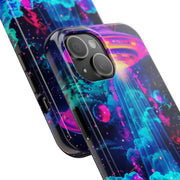 Psychedelic UFO Cat Abduction Tough Phone Case LavenderCeleste