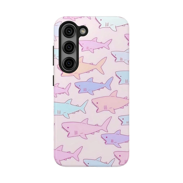 Pastel Shark Pattern Tough Phone Case Printify