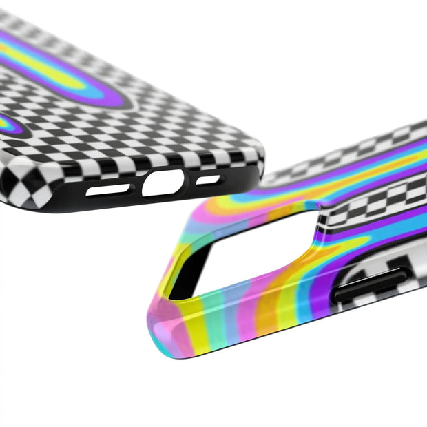Trippy Retro Drip Checkered Y2K Grunge Tough Phone Case WOYC