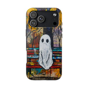 Sad Ghost on Park Bench Abstract Art Phone Case LavenderCeleste