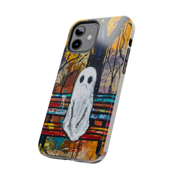 Sad Ghost on Park Bench Abstract Art Phone Case LavenderCeleste