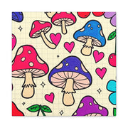 Kawaii Mushroom Cherry Flower Matte Canvas Print LavenderCeleste