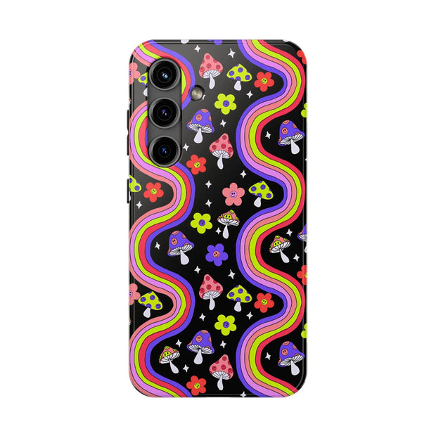 Groovy Mushroom Rainbow Tough Phone Case LavenderCeleste