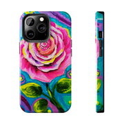 Vibrant Pink Rose Abstract Tough Phone Case LavenderCeleste