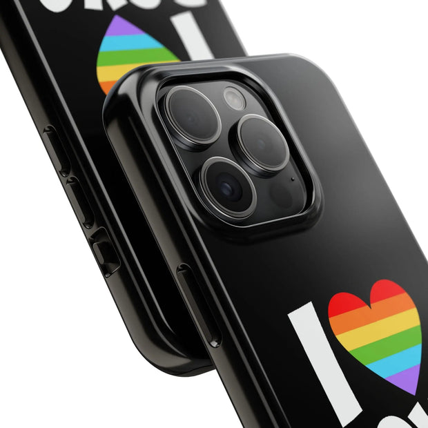I Love Boys Pride Tough Phone Case – LGBTQ+ Rainbow Heart Design