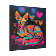 Neon Sphynx Love Pop Art Matte Canvas Wall Art LavenderCeleste