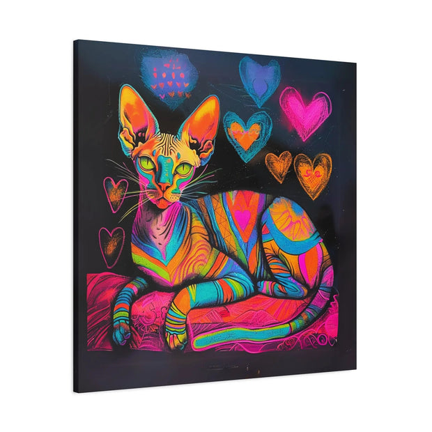 Neon Sphynx Love Pop Art Matte Canvas Wall Art LavenderCeleste