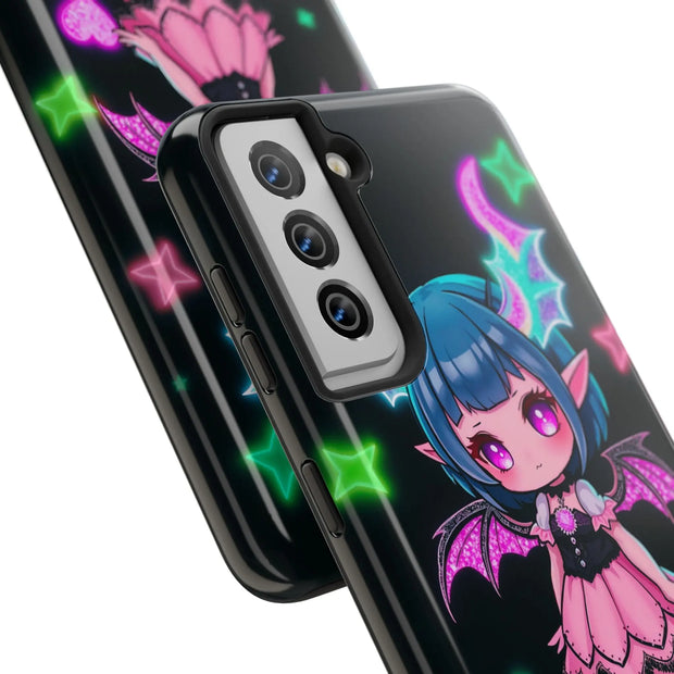 Kawaii Gothic Succubus Neon Heart Tough Phone Case