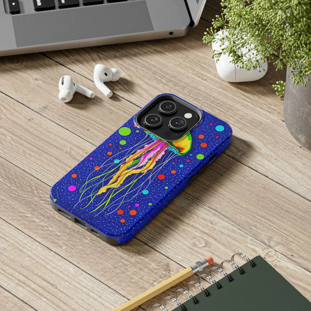 Vibrant Neon Jellyfish Cosmic Sea Tough Phone Case