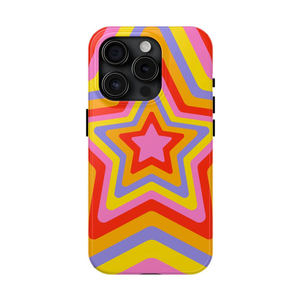 Retro Rainbow Star Groovy Tough Phone Case LavenderCeleste