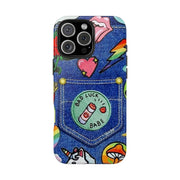 Retro Kidcore Denim Patch Tough Phone Case LavenderCeleste