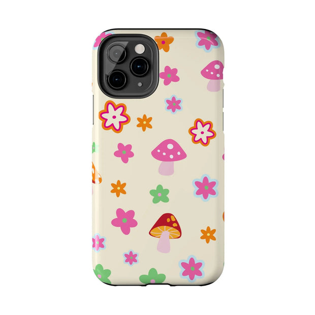 Retro Mushroom Flower Power Tough Phone Case LavenderCeleste