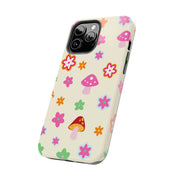 Retro Mushroom Flower Power Tough Phone Case LavenderCeleste