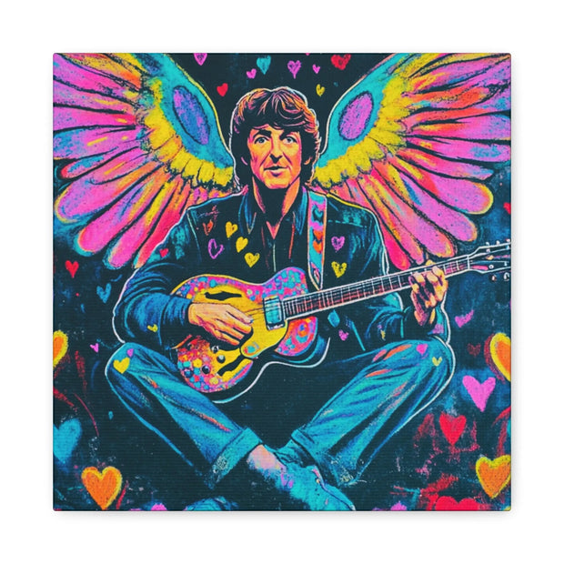 Psychedelic Guitar Angel Matte Canvas Art LavenderCeleste