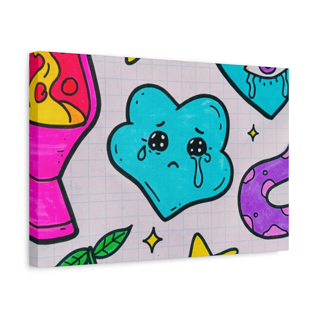 Kawaii Lava Lamp Sad Cloud Snake Matte Canvas Print LavenderCeleste