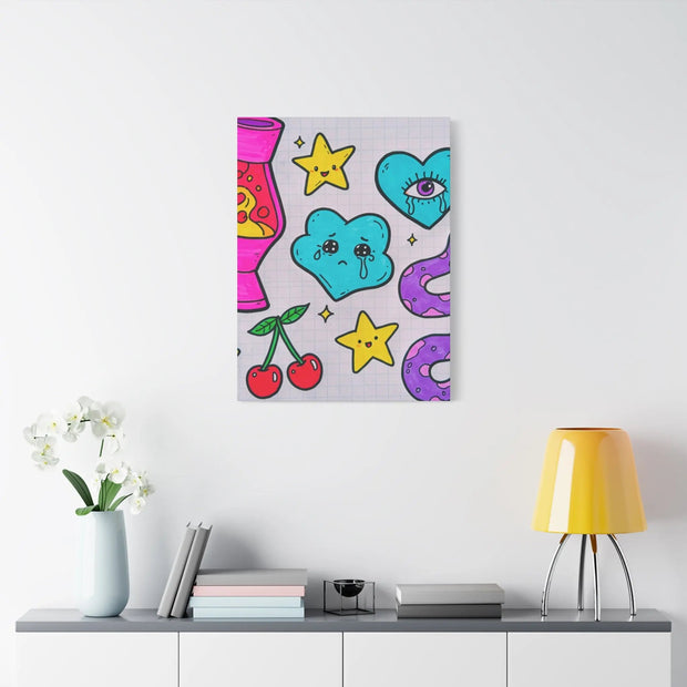 Kawaii Lava Lamp Sad Cloud Snake Matte Canvas Print LavenderCeleste