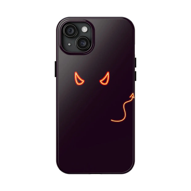 Neon Devil Eyes Tough Phone Case – Minimal Dark Glow Aesthetic Printify