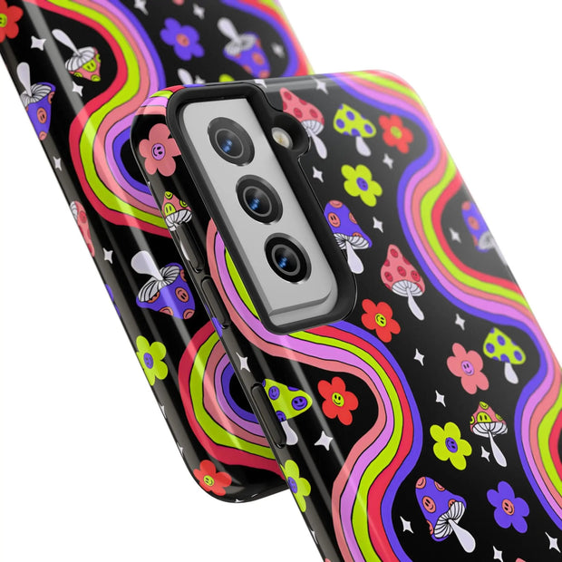 Groovy Mushroom Rainbow Tough Phone Case LavenderCeleste
