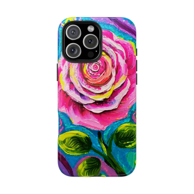 Vibrant Pink Rose Abstract Tough Phone Case LavenderCeleste