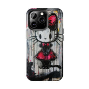 Goth Bow Cat Graffiti Pop Art Tough Phone Case LavenderCeleste