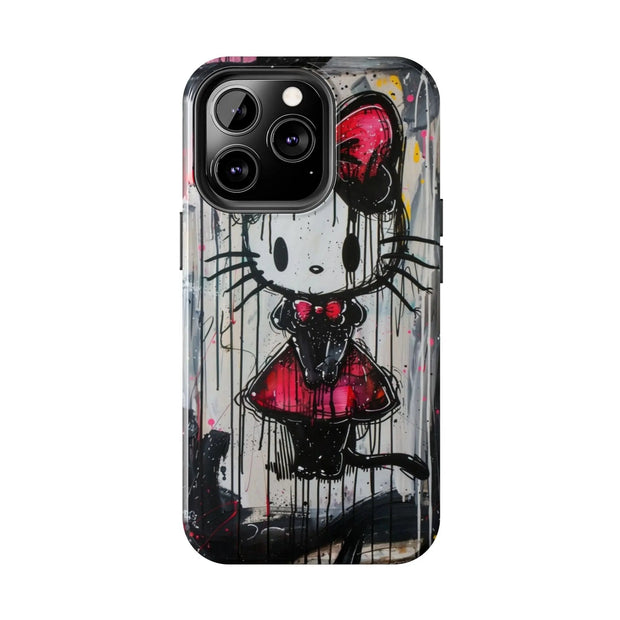 Goth Bow Cat Graffiti Pop Art Tough Phone Case LavenderCeleste