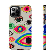 White Neon Evil Eye Psychedelic Pattern Tough Phone Case LavenderCeleste