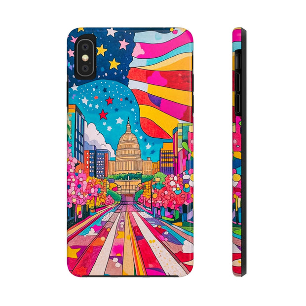 Washington DC Psychedelic Capitol Rainbow Tough Phone Case LavenderCeleste