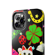Lucky Symbols Tough Phone Case – 777 Dice Rainbow Maneki Neko Design - LavenderCeleste