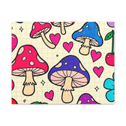 Kawaii Mushroom Cherry Flower Matte Canvas Print LavenderCeleste