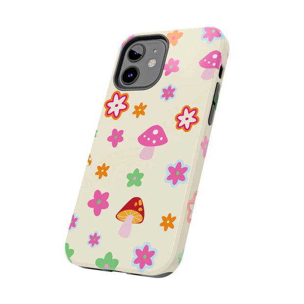 Retro Mushroom Flower Power Tough Phone Case LavenderCeleste