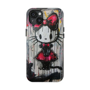 Goth Bow Cat Graffiti Pop Art Tough Phone Case LavenderCeleste
