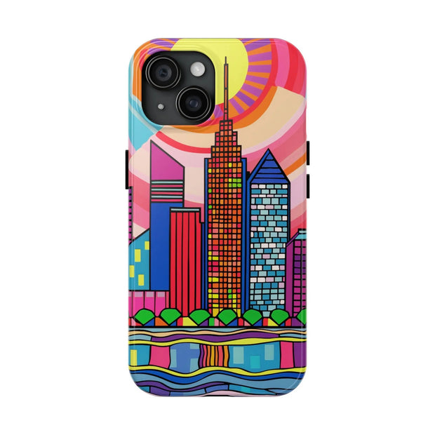 Tulsa Oklahoma Retro Pop Skyline Tough Phone Case LavenderCeleste