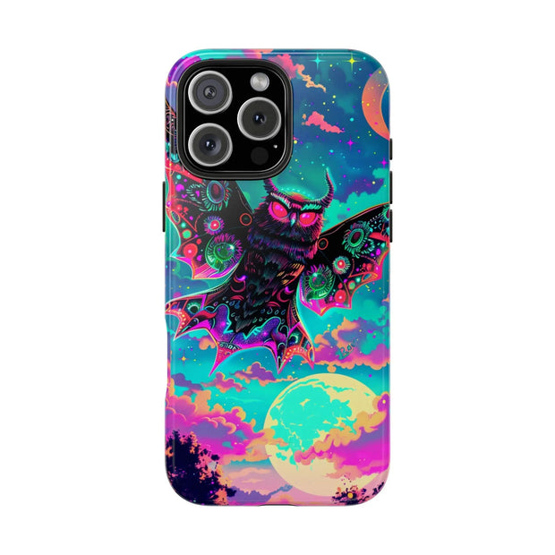 Mothman Tough Phone Case – Psychedelic Neon Cryptid Aesthetic - LavenderCeleste