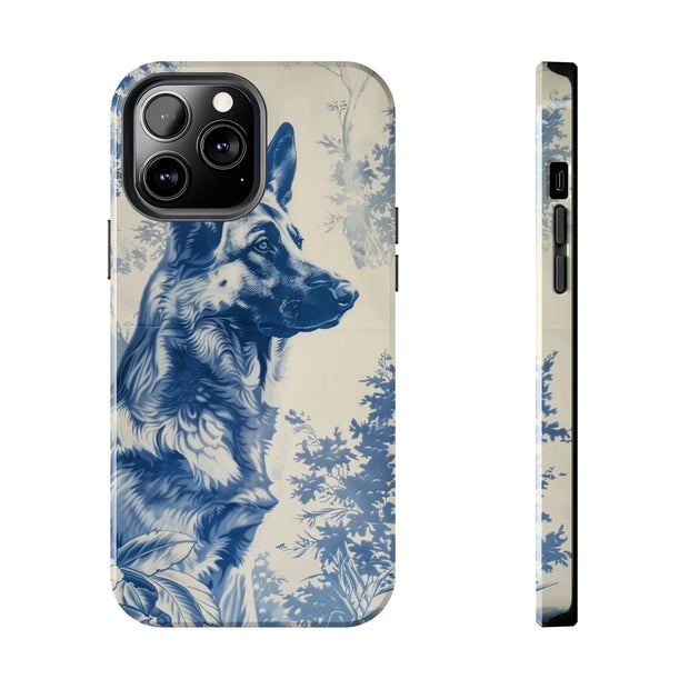 Blue Toile German Shepherd Scenic Tough Phone Case LavenderCeleste