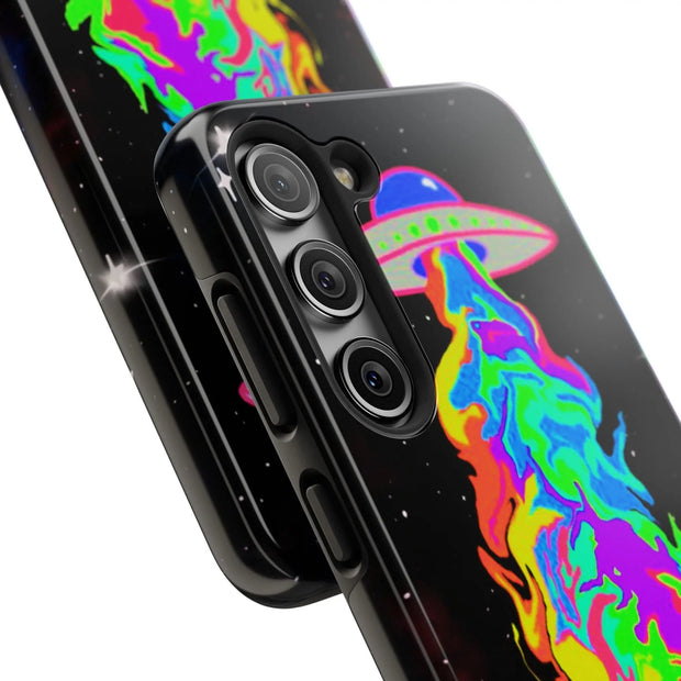 Psychedelic Neon UFO Abduction Tough Phone Case LavenderCeleste