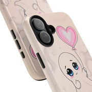 Sad Ghost with Heart Balloon Kawaii Tough Phone Case LavenderCeleste