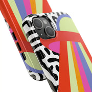 Retro Mod UFO Rainbow Beam Tough Phone Case LavenderCeleste