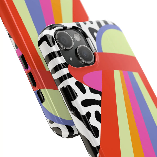 Retro Mod UFO Rainbow Beam Tough Phone Case LavenderCeleste