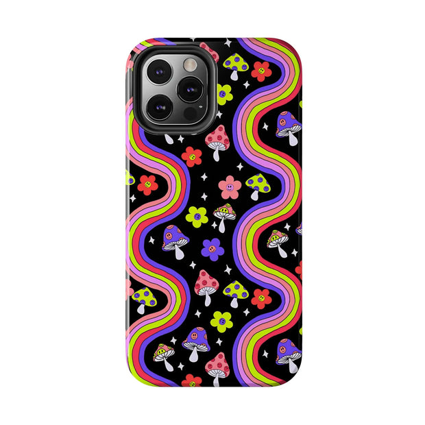 Groovy Mushroom Rainbow Tough Phone Case LavenderCeleste