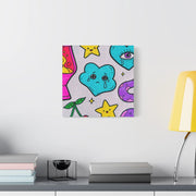 Kawaii Lava Lamp Sad Cloud Snake Matte Canvas Print LavenderCeleste
