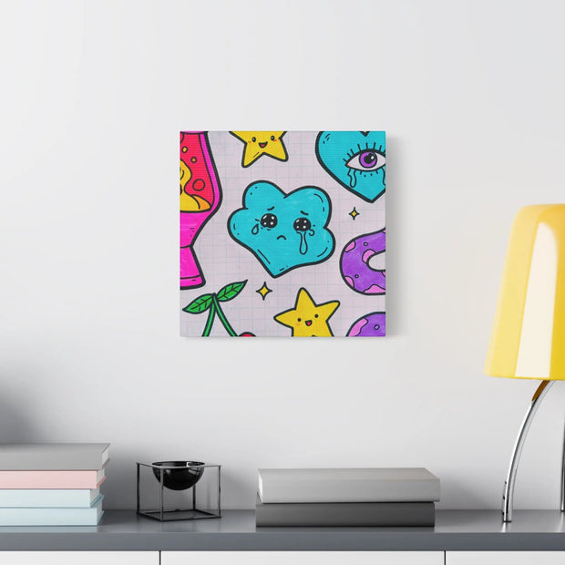 Kawaii Lava Lamp Sad Cloud Snake Matte Canvas Print LavenderCeleste