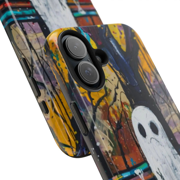 Sad Ghost on Park Bench Abstract Art Phone Case LavenderCeleste