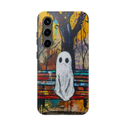 Sad Ghost on Park Bench Abstract Art Phone Case LavenderCeleste
