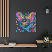 Psychedelic Guitar Angel Matte Canvas Art LavenderCeleste