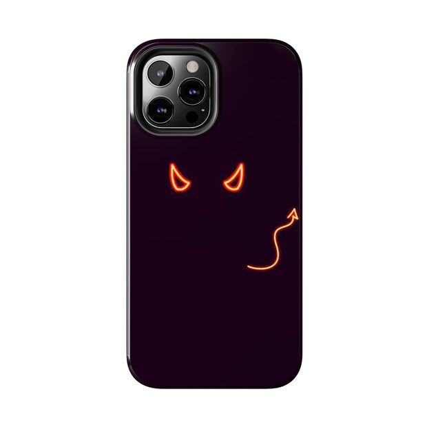 Neon Devil Eyes Tough Phone Case – Minimal Dark Glow Aesthetic Printify