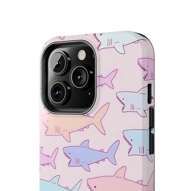 Pastel Shark Pattern Tough Phone Case Printify